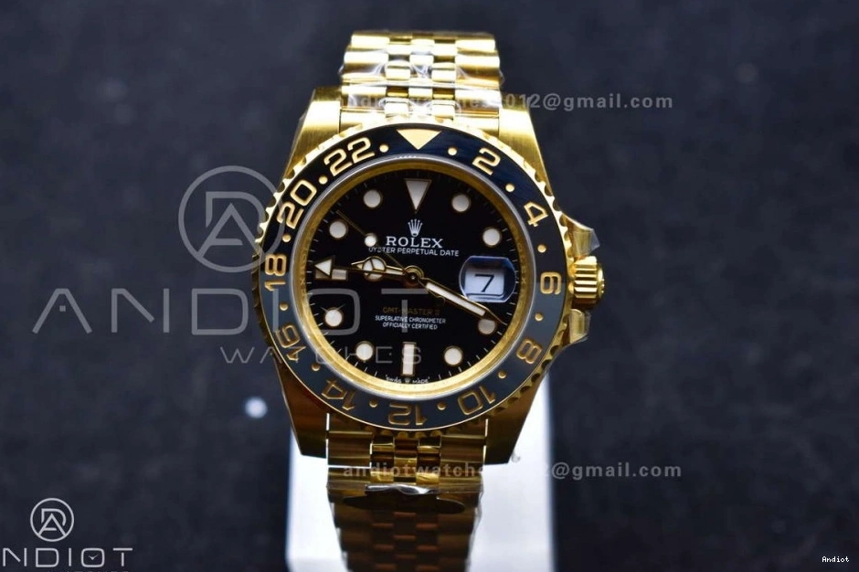 Weight VR3285 on Edition YG 1:1 II GRNR GMT Gain Bracelet Black Master CHS Dial Best Gold Jubilee 126718 Factory 0513